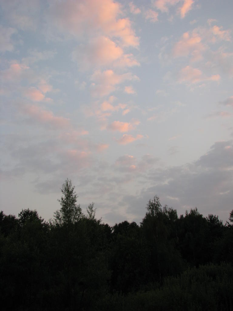 Облака, освещенные последними лучами заката